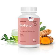 Houston Enzymes No-Fenol bottle front view for fiber and polyphenol support.