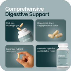 Houston Enzymes TriEnza capsules ready for meals supporting nutrient absorption