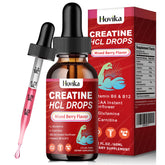 Hovika Creatine HCL Liquid Drops bottle pour showing convenient workout dosing