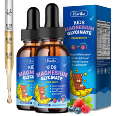 Hovika Kids Magnesium Drops bottle showing berry flavor for calm evenings