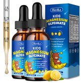 Hovika Kids Magnesium Drops lemon bottle front showing calm, gentle support for sleep.