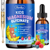 Pouring Hovika Kids magnesium glycinate drops into a spoon for a calming bedtime routine