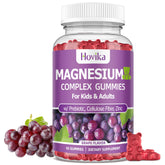 Hovika magnesium gummies bottle showcases grape flavor for kids and adults with immune support