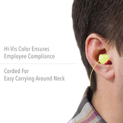 Howard Leight Laser Lite contoured T-shape earplugs for easy insertion.