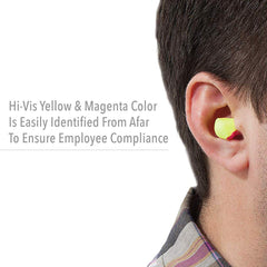 Howard Leight Laser Lite earplugs show NR32 protection for loud workplaces.