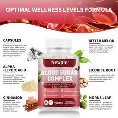 HOWEEJET Blood Sugar Complex glass with pills suggests easy supplementation routine.