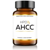 HPD Rx Premium AHCC shiitake bottle showing 1100 mg dose for immune support