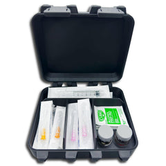 Needle and wipe compartment highlighted in the 2-Slot HRT TRT Storage Case