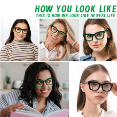 Hubeye blue-light blocking multifocal lenses with green frame for screen time