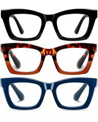 Hubeye Oprah style reading glasses with black frame and blue light lenses for everyday comfort