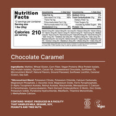 Huel Complete Nutrition Bar close-up shows smooth caramel layer and protein-packed bite.