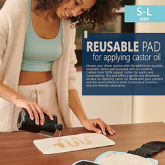HUFL Castor Oil Pack Wrap front pocket enables optional hot or cold packs.