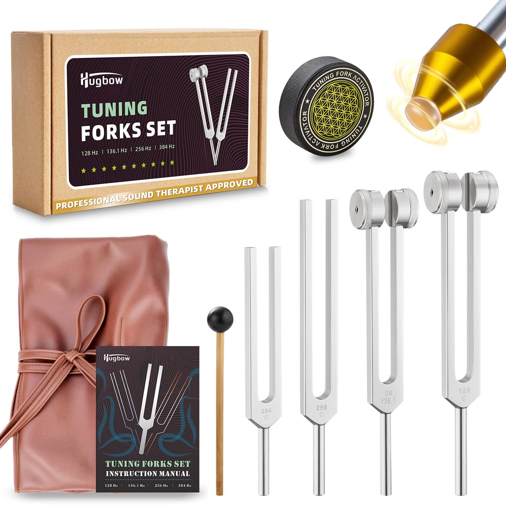 Hugbow tuning forks kit with 128 Hz for grounding and meditation