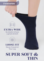 Hugh Ugoli seamless toe design on navy blue diabetic sock
