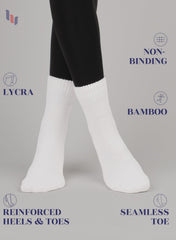 Hugh Ugoli diabetic socks white close-up highlighting non-binding top for comfortable fit