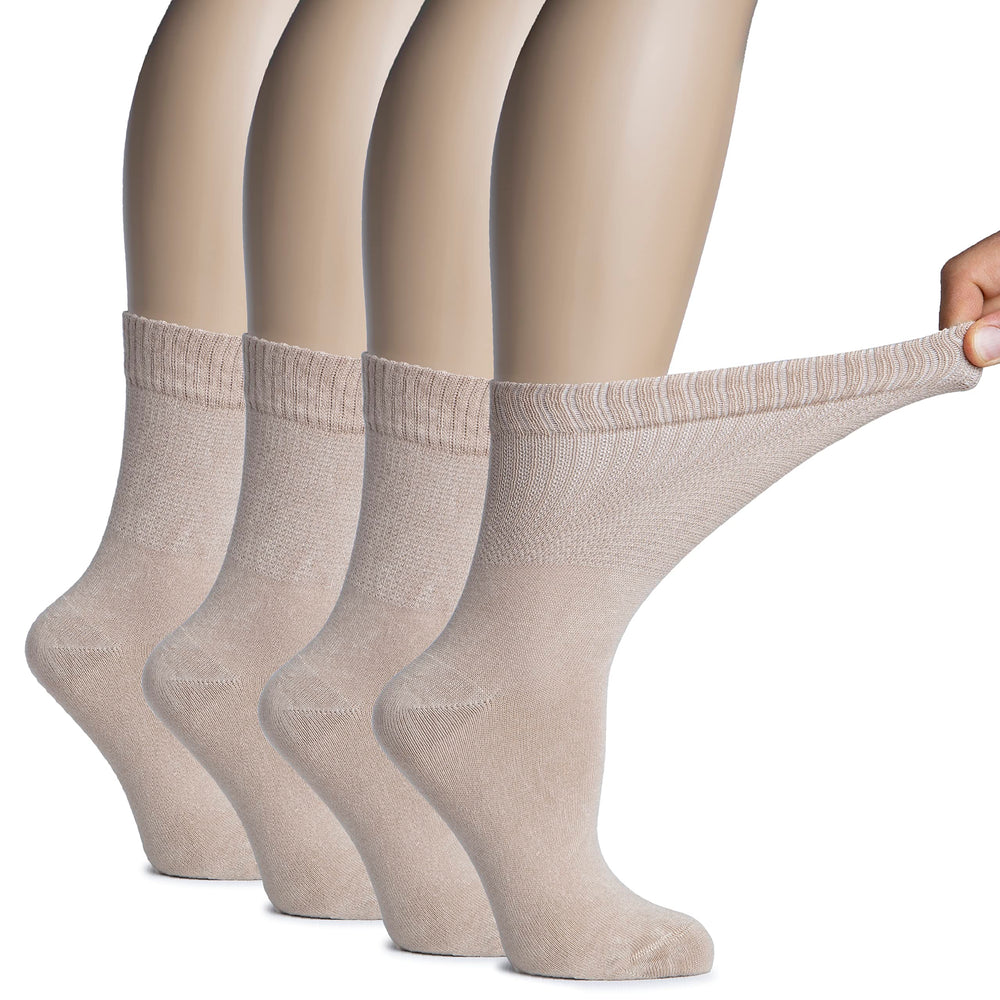 Hugh Ugoli rayon crew socks in light beige with a soft-touch finish for all-day comfort