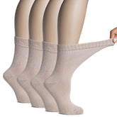 Hugh Ugoli rayon crew socks in light beige with a soft-touch finish for all-day comfort