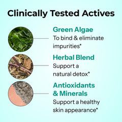 Hum Daily Cleanse chlorella tablets emphasize green algae for gentle cleansing.