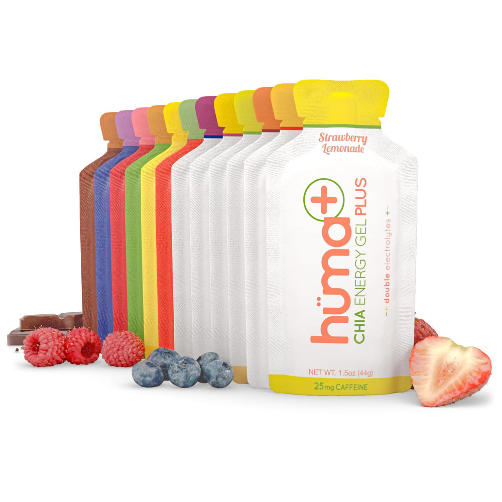 Huma Chia Energy Gel original strawberry delivers quick, natural energy during runs.