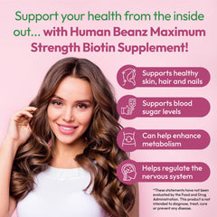 Human Beanz Biotin Jelly Bean nutrition label emphasizes dietary details.