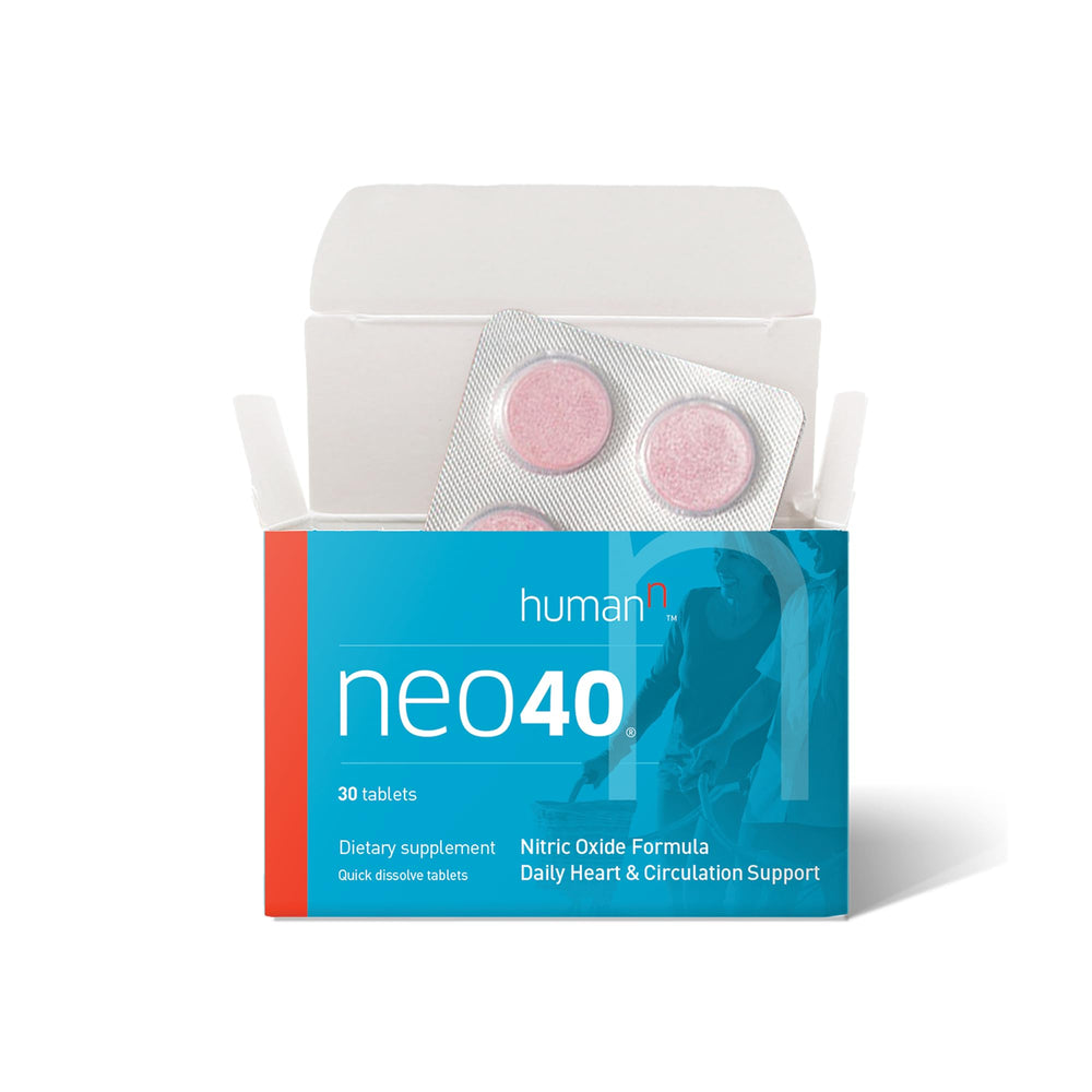 Humann Neo40 dissolvable tablets in fruity flavor for quick on-the-go use.