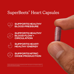 Humann SuperBeets label closeup showing ingredients and non-GMO beetroot for daily support.