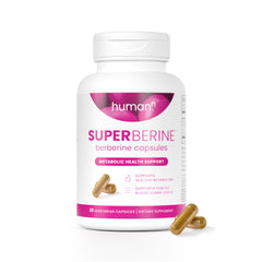 Humann SuperBerine bottle front showing compact capsules for daily metabolic support