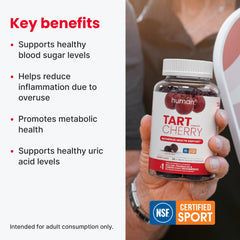 Humann Tart Cherry Gummies two-serving pack shows convenient dosing.