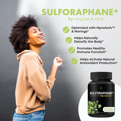 HUMANX Sulforaphane+ broccoli seed extract visual emphasizing natural antioxidant power