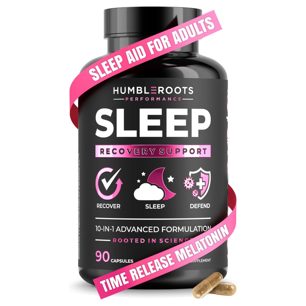 HUMBLEROOTS PERFORMANCE SLEEP bottle with capsules for deep, restorative rest