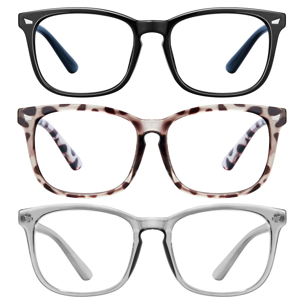 Hunsquer blue light glasses front view reduce eye strain during screen time.