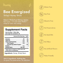 HUNY Bee Energized Shilajit Stick in hand for quick, mess-free fueling