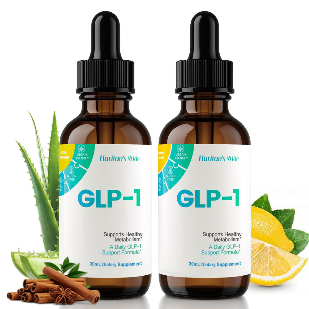 Huritan's Vride GLP-1 Drops bottle with lemon flavor supports daily wellness.