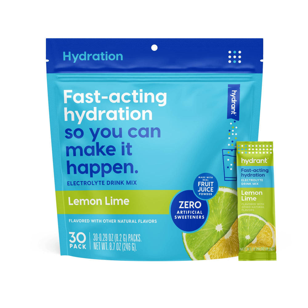 HYDRANT Hydrate lemon-lime front-pack for on-the-go hydration.