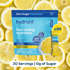 HYDRANT Hydrate lemonade stick dissolving in water for refreshing hydration.