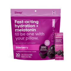 HYDRANT sleep electrolyte powder with elderberry flavor sachet for bedtime hydration.