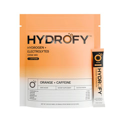 Hydrofy hydrogen water packets packaging for premium electrolyte hydration.