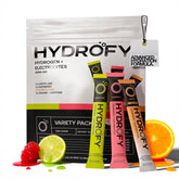 Hydrofy variety-pack display with three flavors for versatile hydration