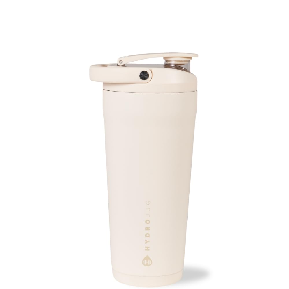 HydroJug 24 oz stainless steel shaker with vacuum insulation keeps drinks ice-cold.