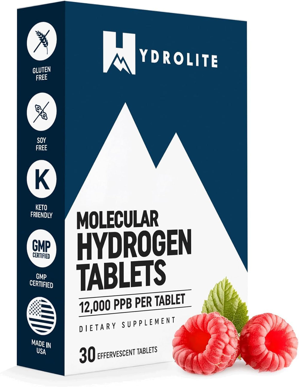 HydroLite Raspberry hydrogen tablets dissolve in water for crisp, refreshing hydration.