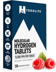 HydroLite Raspberry hydrogen tablets dissolve in water for crisp, refreshing hydration.