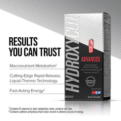 Hydroxycut Advanced 200 mg caffeine thermogenesis imagery highlighting metabolism support