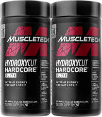 Hydroxycut Hardcore Elite container front view highlighting energy formula.