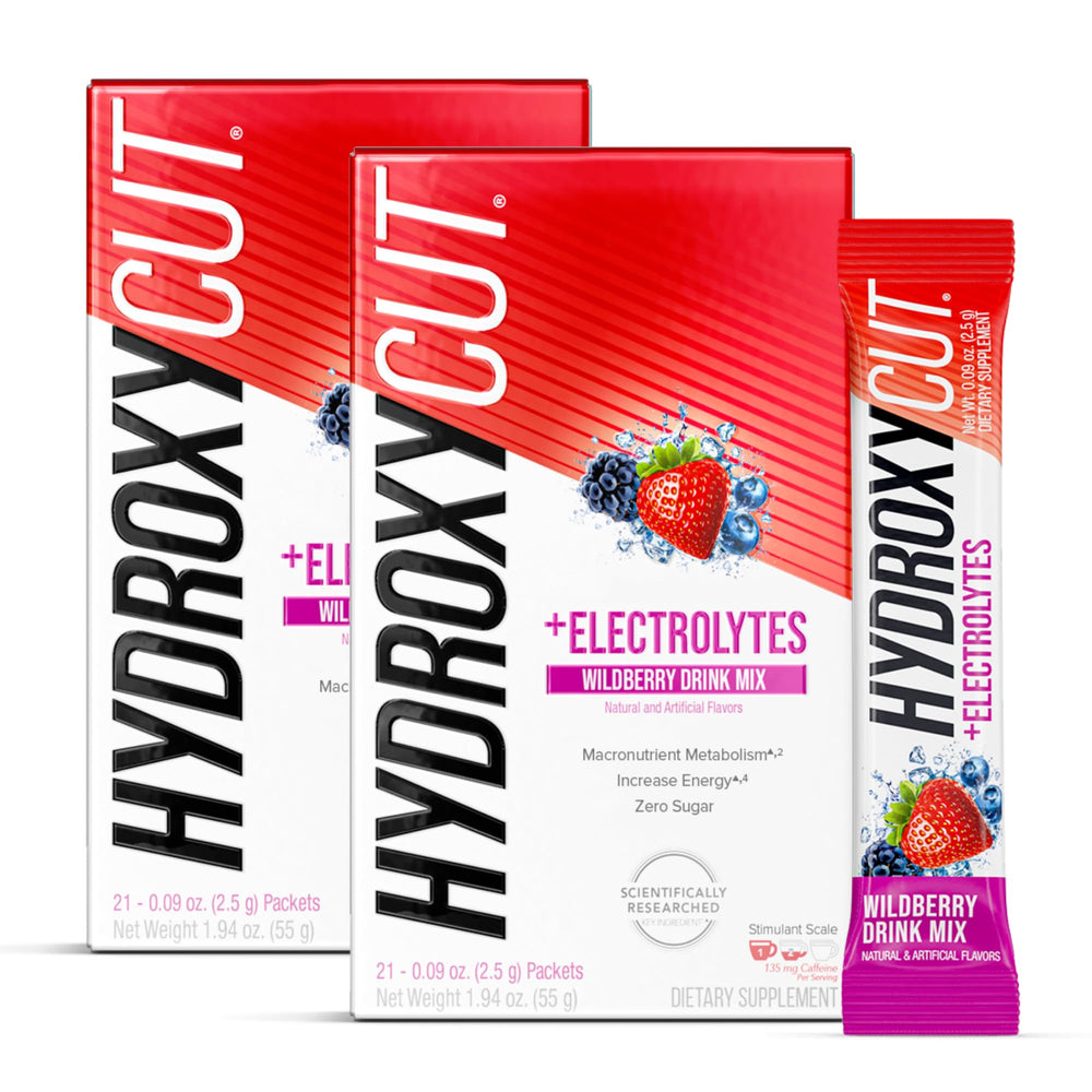 Hydroxycut Wildberry Blast packaging showing zero calories and zero sugar