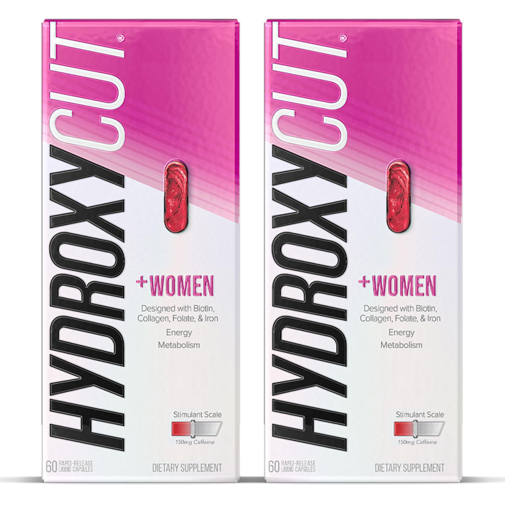Hydroxycut +Women bottle with 60 capsules for daily energy support.