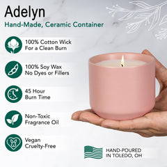 Hyggelight Adelyn 8oz ceramic container of pink design for durable decor