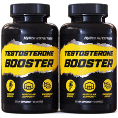 HYLITE NUTRITION Testosterone Booster bottle pour boosts workout energy.