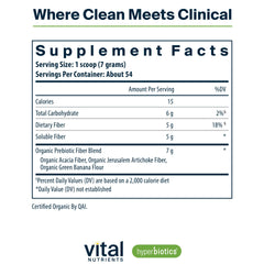 Hyperbiotics Vital Nutrients acacia fiber close-up promoting healthy gut bacteria.