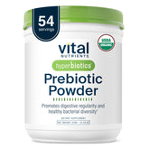 Hyperbiotics Vital Nutrients Organic Prebiotic Powder in a jar promoting gut support.