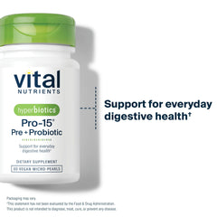 Hyperbiotics Vital Nutrients Pro-15 pearls being dispensed for a simple routine.
